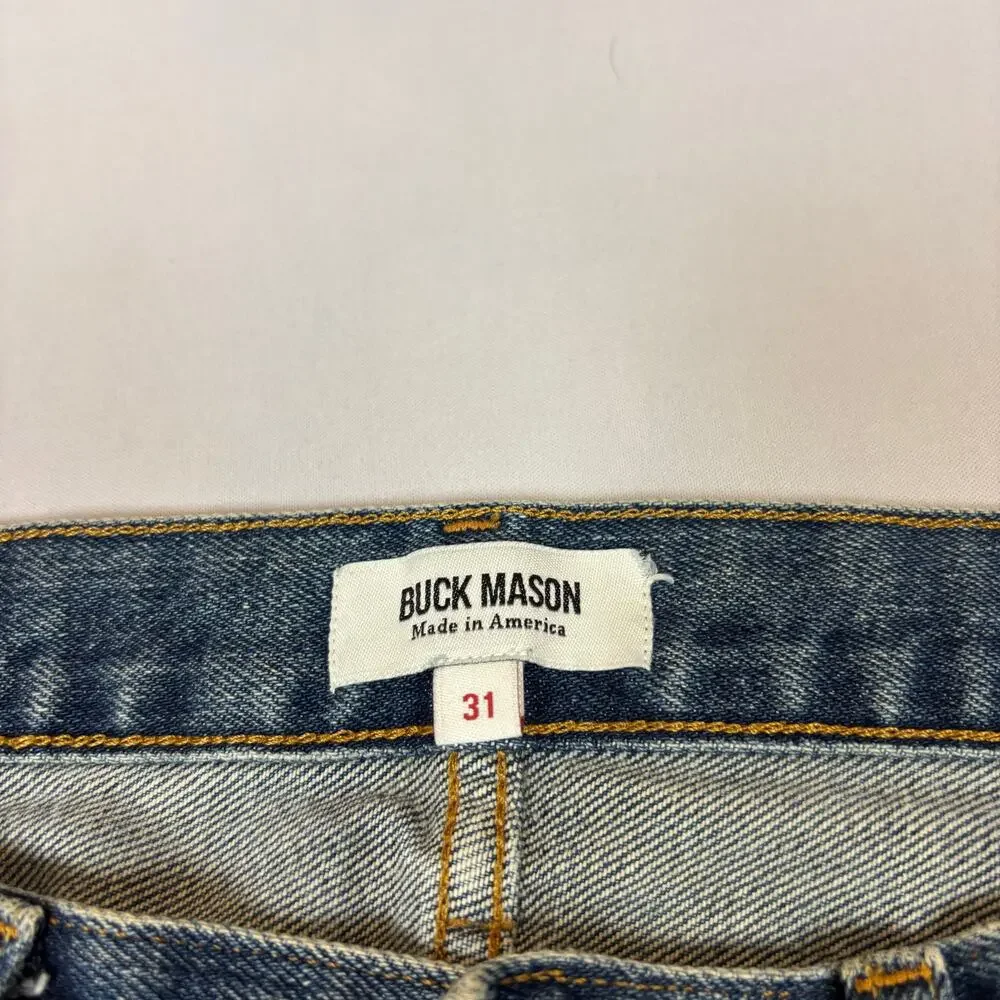 Buck Mason Slim Straight Jeans in Medium Blue